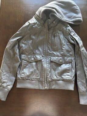 Billabong Leather Faux Jacket in Light Gray